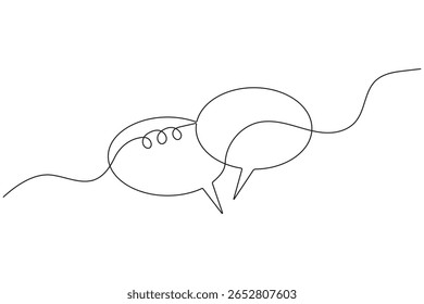 Continuous one line art drawing speech bubble square shape minimalist single line unique message chat and dialogue box vector illustration.