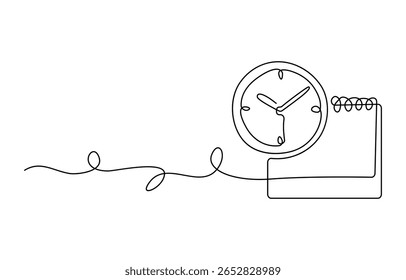 Continuous one line art drawing of table calendar vector icon