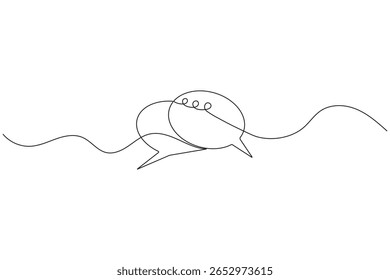 Continuous one line art drawing speech bubble square shape minimalist single line unique message chat and dialogue box vector illustration.