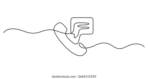 Desenho de uma linha de arte contínuo do telefone. Ícone de telefone de uma arte. Ilustração de vetor de rabiscar