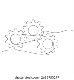 Engranaje de dibujo continuo de una línea de arte de Ilustración vectorial de concepto de trabajo en equipo de negocios