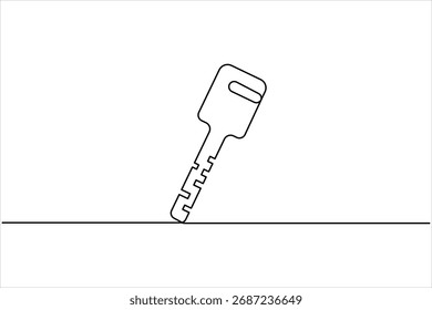 Dibujo continuo de una línea del arte de la llave. Ilustración de dibujo de una sola línea de clave. Concepto de seguridad de una línea continua de arte. Ilustración de arte de una sola línea de fondo blanco