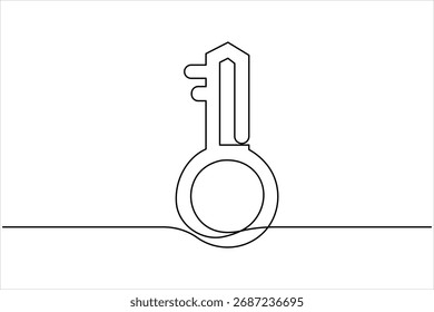 Dibujo continuo de una línea del arte de la llave. Ilustración de dibujo de una sola línea de clave. Concepto de seguridad de una línea continua de arte. Ilustración de arte de una sola línea de fondo blanco