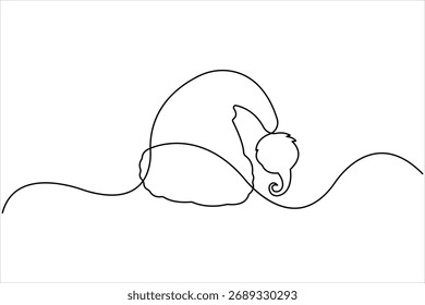 Dibujo continuo de una línea del arte del diseño del sombrero de Santa. Navidades Santa cap una línea de arte icono de Ilustración vectorial