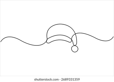 Dibujo continuo de una línea de arte de la gorra de Santa. Navidades Santa hat una línea icono Ilustración vectorial. Una línea de dibujo de fondo blanco