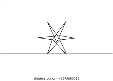Um desenho artístico de uma linha contínuo do ícone de estrela. Star conceito vetor arte rabiscar linha ilustração festival
