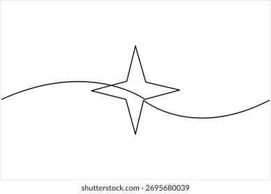 Kontinuierliche einzeilige Kunstzeichnung von Sternsymbol. Star Konzept Vektor Kunst doodle Linie Illustration Festival
