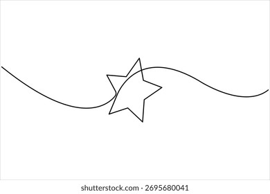 Continuous one line art drawing of star icon. Star concept vector art doodle line illustration festival