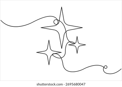 Kontinuierliche einzeilige Kunstzeichnung von Sternsymbol. Star Konzept Vektor Kunst doodle Linie Illustration Festival