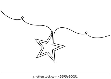Kontinuierliche einzeilige Kunstzeichnung von Sternsymbol. Star Konzept Vektor Kunst doodle Linie Illustration Festival