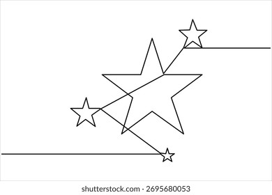 Um desenho artístico de uma linha contínuo do ícone de estrela. Star conceito vetor arte rabiscar linha ilustração festival