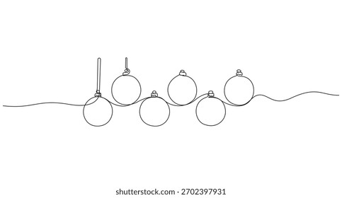 Contínuo uma linha arte desenho bolas de Natal