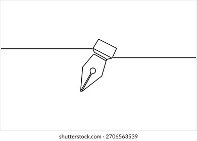 Desenho contínuo de uma linha de arte do símbolo da ferramenta Caneta. Ferramenta Caneta uma ilustração vetorial de contorno de arte
