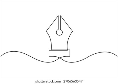 Kontinuierliche einzeilige Zeichnung des Stiftwerkzeugsymbols. Zeichenstift-Werkzeug eine Linie Art Umriss Vektorgrafik