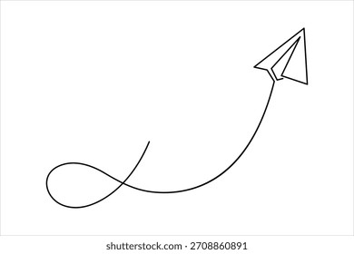 Continuous one line art drawing of paper plane. Air plane linear travel concept icon. paper plane line drawing vector illustration