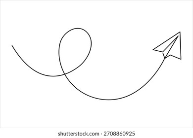 Continuous one line art drawing of paper plane. Air plane linear travel concept icon. paper plane line drawing vector illustration