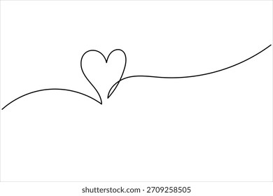 Kontinuierliche einzeilige Zeichnung Herz-Symbol der Liebe Design. Illustration