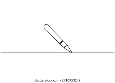 Continuous one line art drawing of wooden pencil for writing. Back to school education hand drawn vector illustration