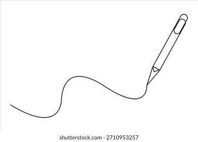 Dibujo continuo de una línea del arte del lápiz de madera para escribir. Ilustración vectorial dibujada a mano de regreso a la escuela