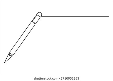 Dibujo continuo de una línea del arte del lápiz de madera para escribir. Ilustración vectorial dibujada a mano de regreso a la escuela