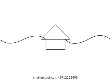 Um desenho de arte de uma linha contínua da ilustração do vetor da casa. símbolo de contorno de ícone de casa minimalista