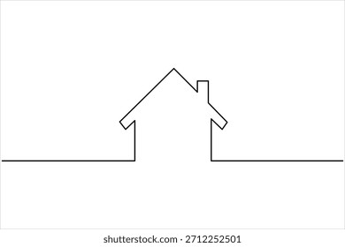 Continuous one line art drawing of house vector illustration. minimalist house icon outline symbol