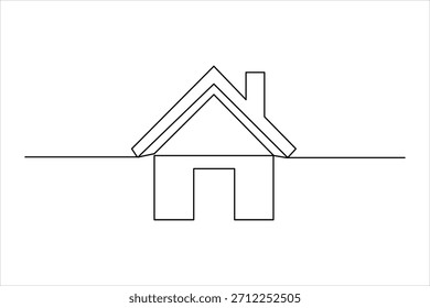 Continuous one line art drawing of house vector illustration. minimalist house icon outline symbol
