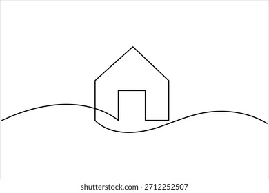 Continuous one line art drawing of house vector illustration. minimalist house icon outline symbol