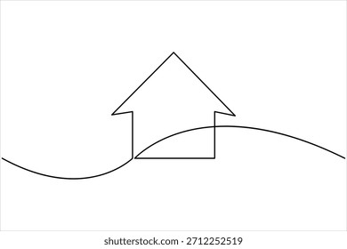 Continuous one line art drawing of house vector illustration. minimalist house icon outline symbol