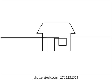 Dibujo continuo de una línea del arte de la Ilustración vectorial de la casa. símbolo minimalista del contorno del icono de la casa