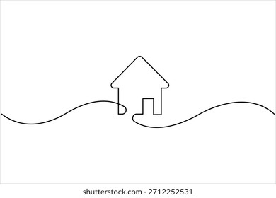 Dibujo continuo de una línea del arte de la Ilustración vectorial de la casa. símbolo minimalista del contorno del icono de la casa
