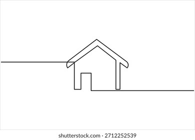 Continuous one line art drawing of house vector illustration. minimalist house icon outline symbol