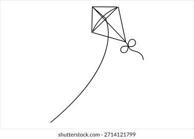 Dibujo continuo de una línea de arte de la Ilustración vectorial de diseño de cometa voladora