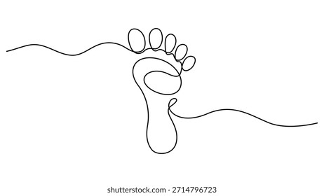 Continuous one line art drawing of little baby feet. Continuous one line drawing of Human footprint vector illustration isolated on transparent background. vector illustration. EPS 10