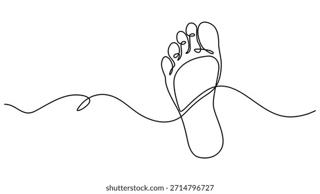 Continuous one line art drawing of little baby feet. Continuous one line drawing of Human footprint vector illustration isolated on transparent background. vector illustration. EPS 10