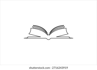 Continuous one line art drawing of book design