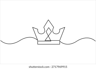 Dibujo continuo del arte de una línea de la corona real Ilustración vectorial exclusiva del icono del diseño