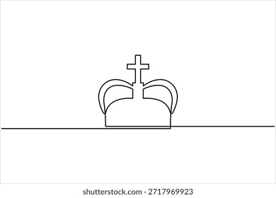 Dibujo continuo del arte de una línea de la corona real Ilustración vectorial exclusiva del icono del diseño