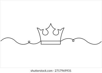Dibujo continuo del arte de una línea de la corona real Ilustración vectorial exclusiva del icono del diseño