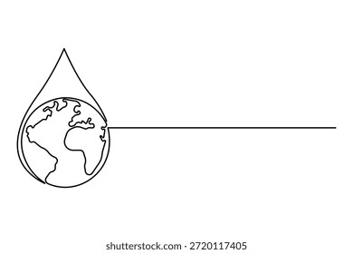 Dibujo de arte continuo de una línea del día del agua de la tierra. Ilustración vectorial de concepto de arte de línea del día mundial del agua