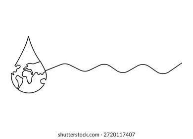 Dibujo de arte continuo de una línea del día del agua de la tierra. Ilustración vectorial de concepto de arte de línea del día mundial del agua