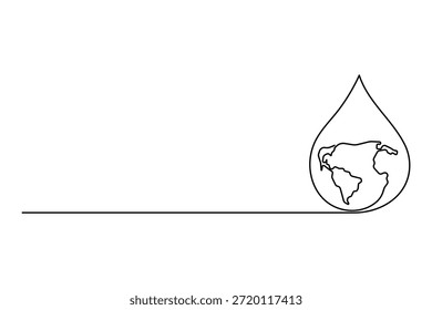 Um desenho de arte de uma linha contínuo do dia da água da terra. Ilustração vetorial do conceito da arte da linha do dia da água mundial