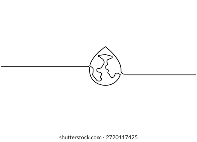 Dibujo de arte continuo de una línea del día del agua de la tierra. Ilustración vectorial de concepto de arte de línea del día mundial del agua