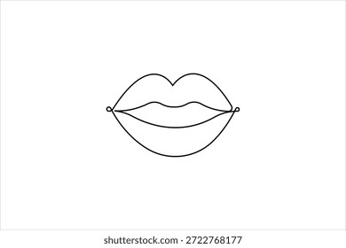Kontinuierliche einzeilige Zeichnung von Lippen, Vektorgrafik