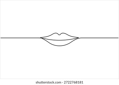 Continuous one line art drawing of lips vector illustration