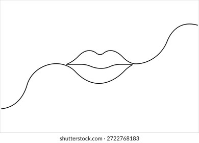 Desenho contínuo de uma arte de uma linha de ilustração de vetor de lábios