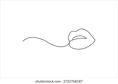 Desenho contínuo de uma arte de uma linha de ilustração de vetor de lábios