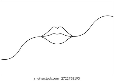 Continuous one line art drawing of lips vector illustration