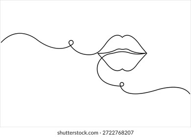 Dibujo continuo de una línea del arte de los labios Ilustración vectorial