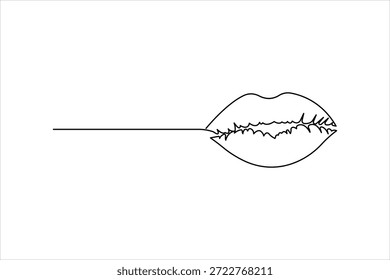 Continuous one line art drawing of lips vector illustration